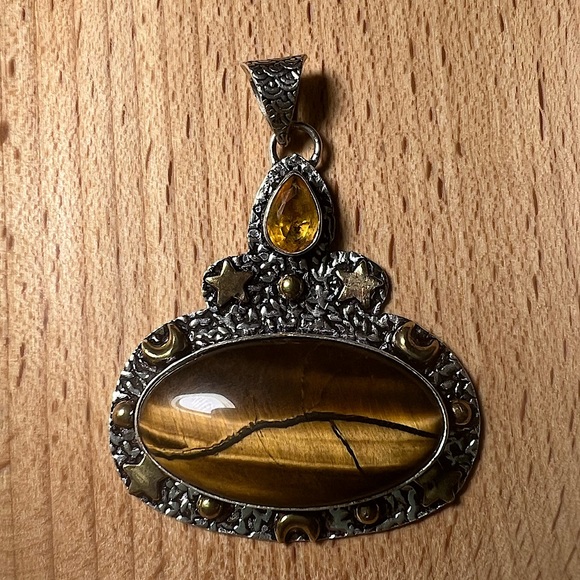 Jewelry - Tiger Eye & Citrine 925 Pendant
